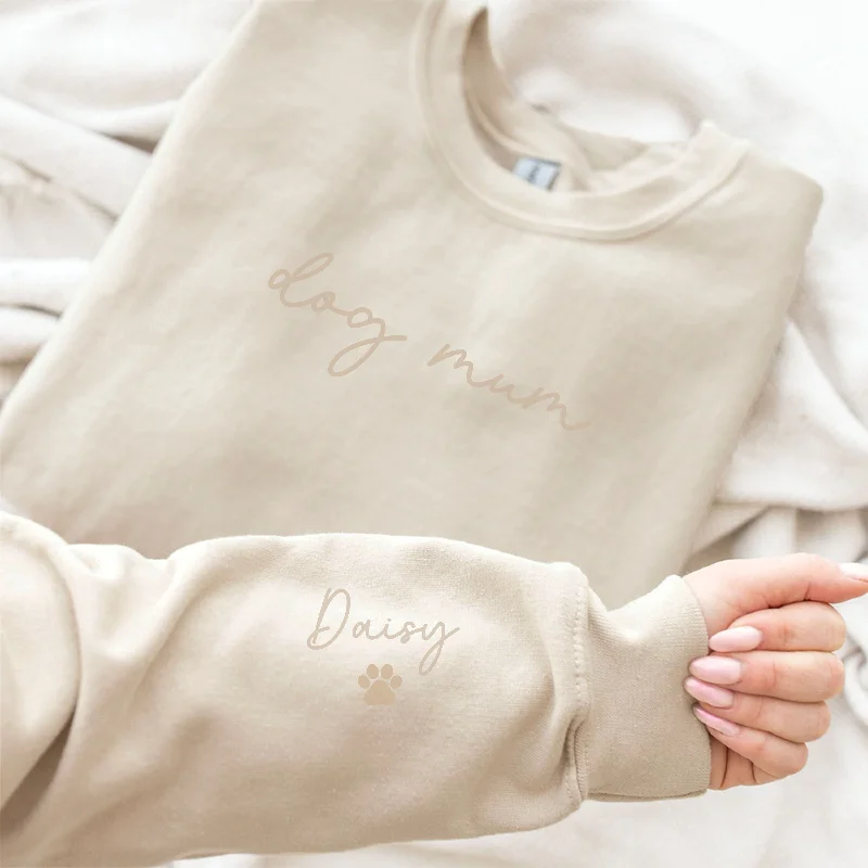 On My Sleeve Personalised Tonal Dog Mum Sweatshirt Hoodie with Tied Waist Feminine Flattering On My Sleeve Personalised Tonal Dog Mum Sweatshirt Hoodie with Tied Waist Feminine Flattering