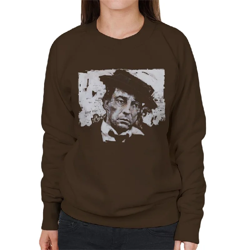 Sidney Maurer Original Portrait Of Buster Keaton Women's Sweatshirt Hoodie Dress Longline Feminine Sidney Maurer Original Portrait Of Buster Keaton Women's Sweatshirt Hoodie Dress Longline Feminine