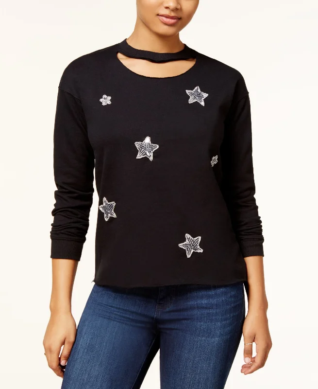 Almost Famous Juniors Star Graphic Choker Sweatshirt Hoodie with Full-Zip Functional Layering Almost Famous Juniors Star Graphic Choker Sweatshirt Hoodie with Full-Zip Functional Layering