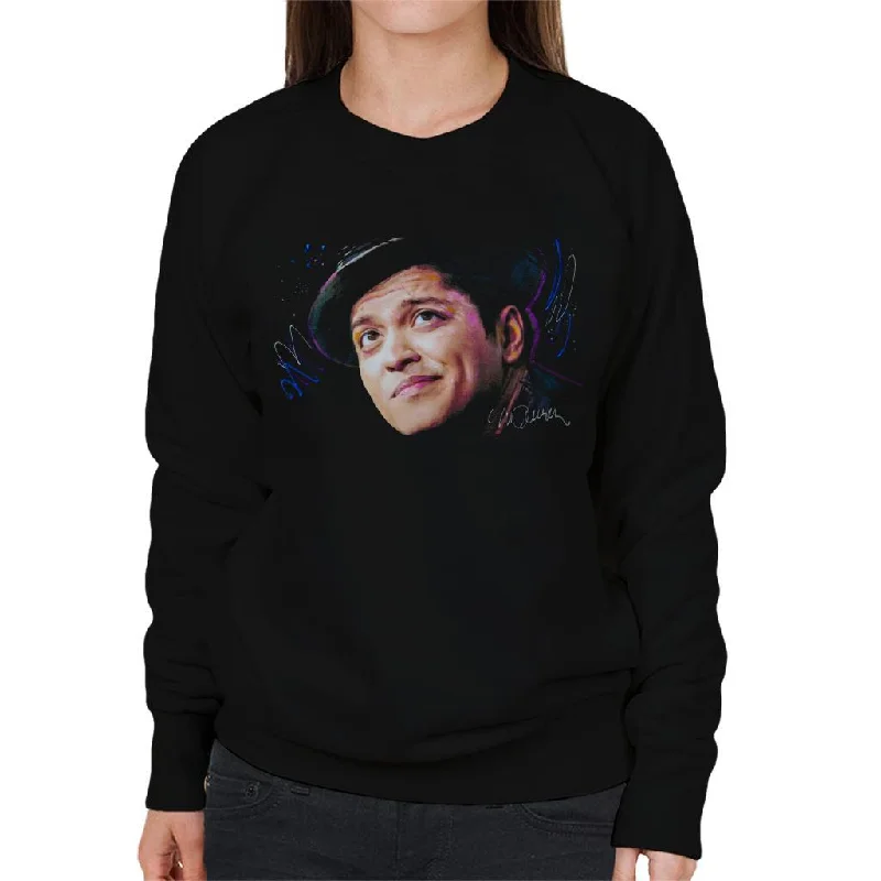Sidney Maurer Original Portrait Of Bruno Mars Hat Women's Sweatshirt Hoodie with Cuffed Sleeves Snug Secure Sidney Maurer Original Portrait Of Bruno Mars Hat Women's Sweatshirt Hoodie with Cuffed Sleeves Snug Secure