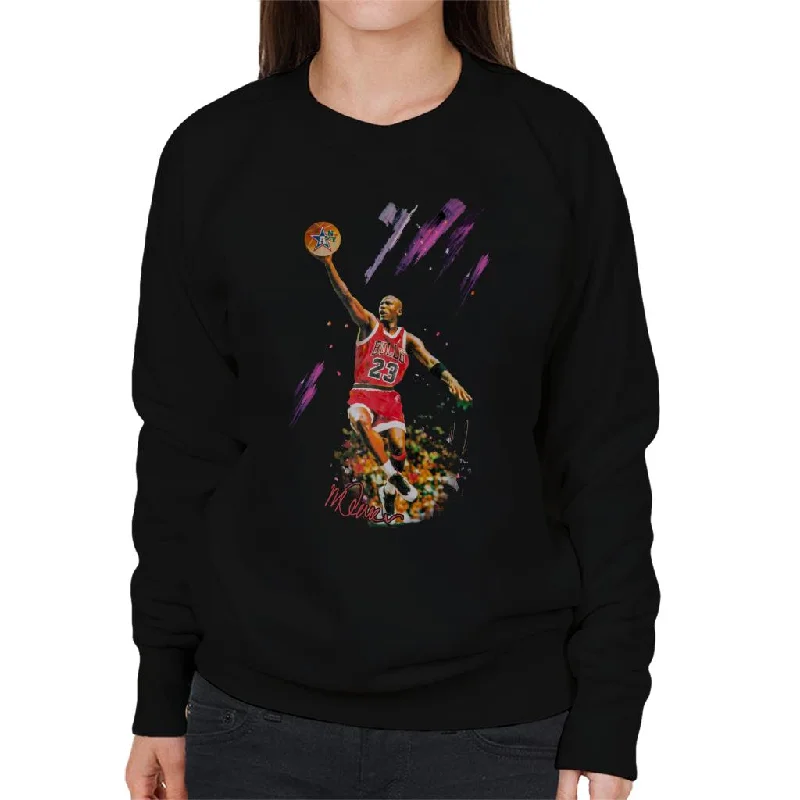 Sidney Maurer Original Portrait Of Bulls Star Michael Jordan Women's Sweatshirt Hoodie with Elastic Waist Stretchable Comfortable Sidney Maurer Original Portrait Of Bulls Star Michael Jordan Women's Sweatshirt Hoodie with Elastic Waist Stretchable Comfortable