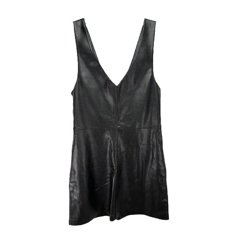 Faux Leather Pinafore Dress By MNG In Black, Size: XS