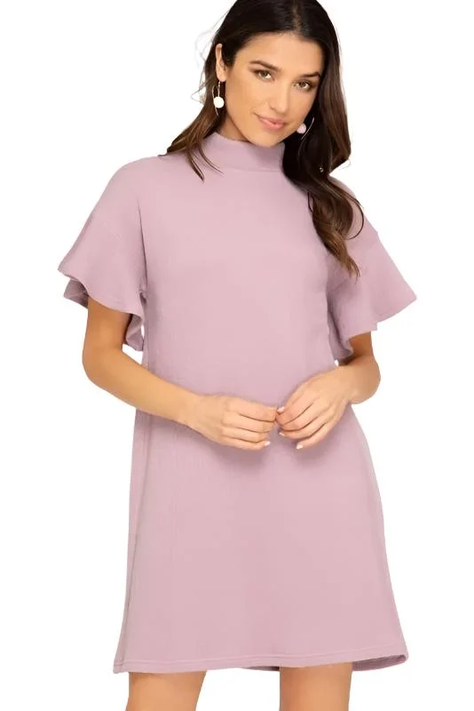 She + Sky Ribbed Sweater Dress - Light Mauve
