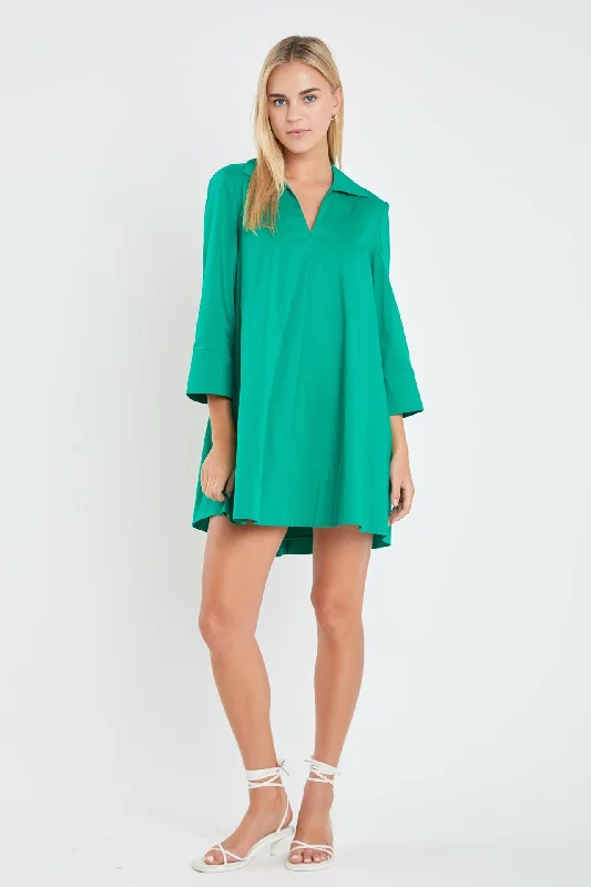English Factory - A-Line Kaftan Collar Dress