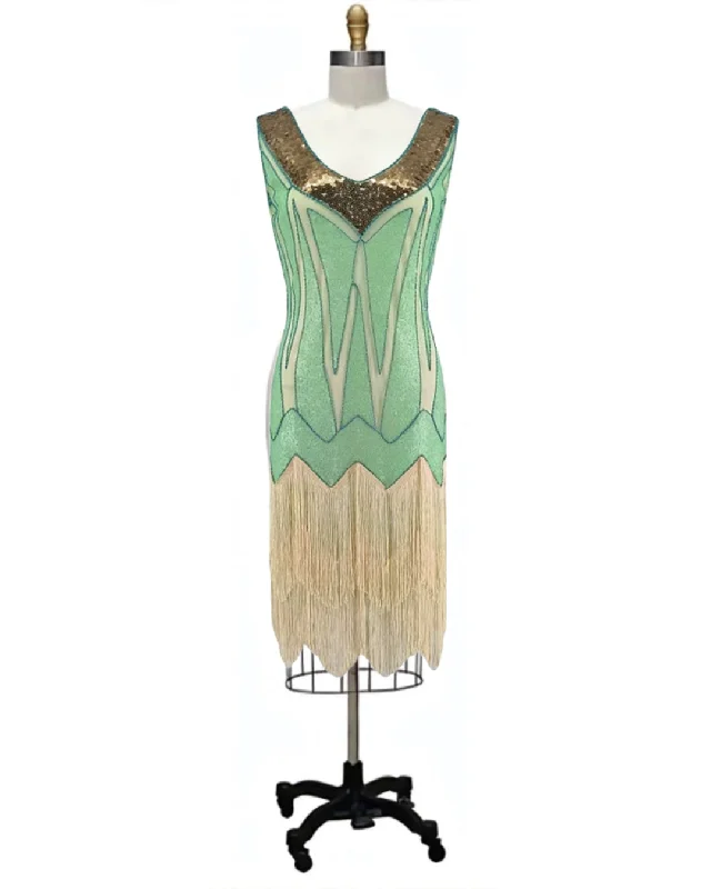Belva- the Butterfly Bodice Fringed Hem Flapper Dress Plus Sizes 4 Colors