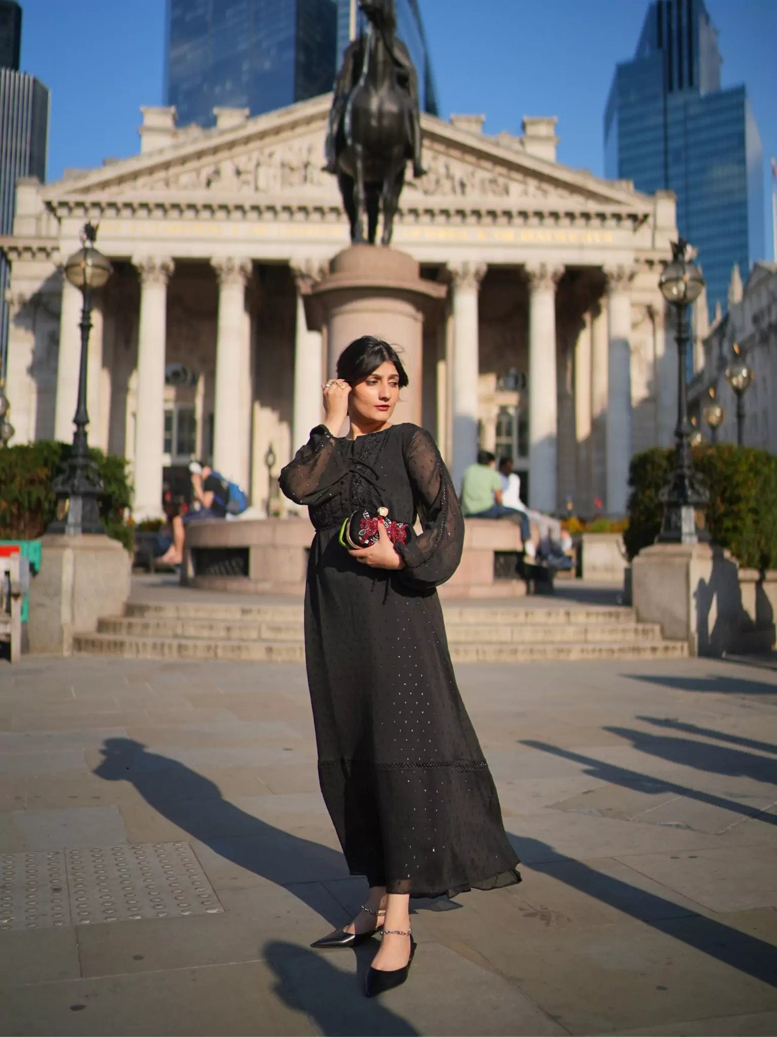 Black Honey Embroidered Long Dress