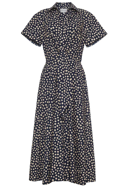 Asbury Dress - Abstract Dot Navy