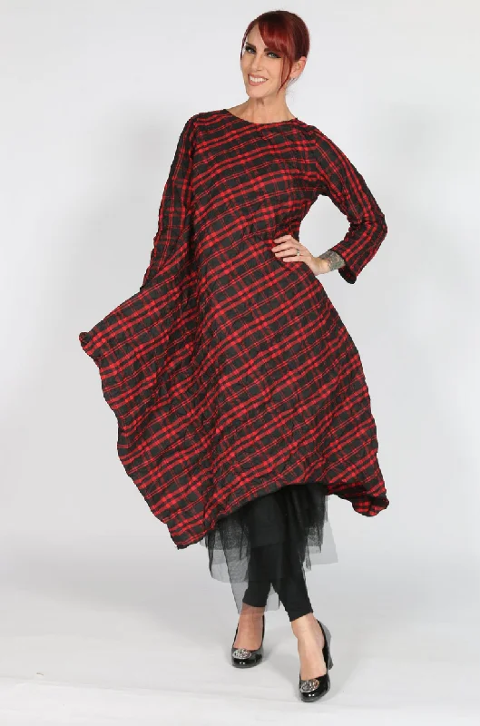 Crinkle Plaid Dress