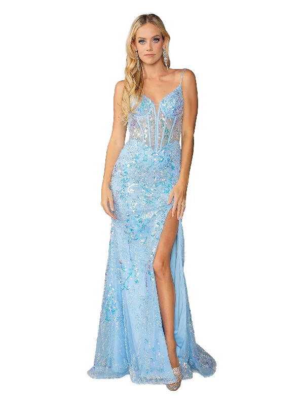 Long Blue Sequin Prom Dress: Dancing Queen 4422