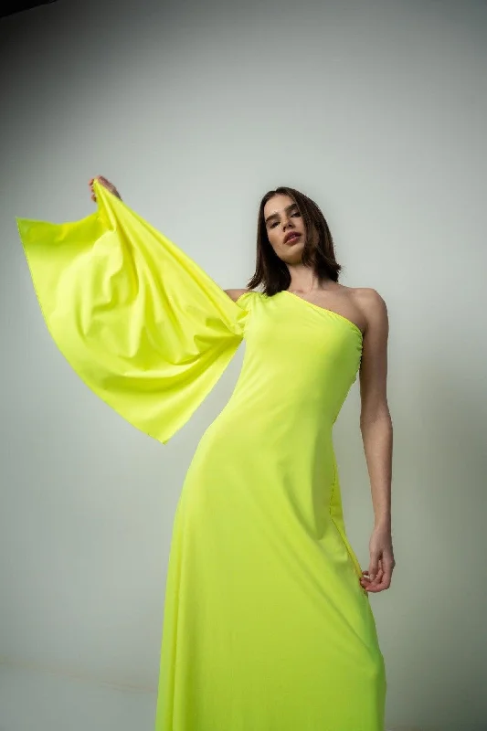 ELECTRIC NEON LONG EVENING DRESS