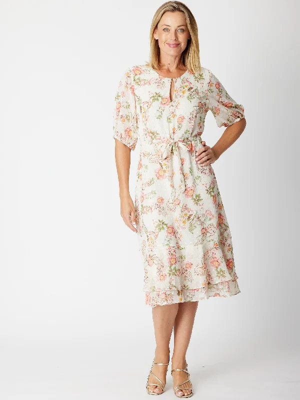 Frill Hem Dress - 30553 Beige