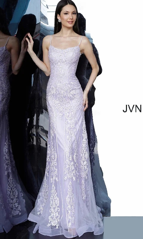 Embroidered JVN by Jovani Corset-Back Prom Dress