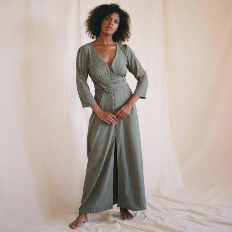 Kiera Dress in Sencha Stripe