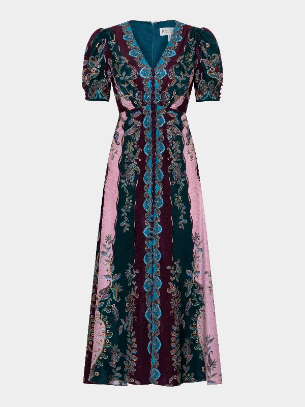 Lea Long Dress in Boteh Stripe