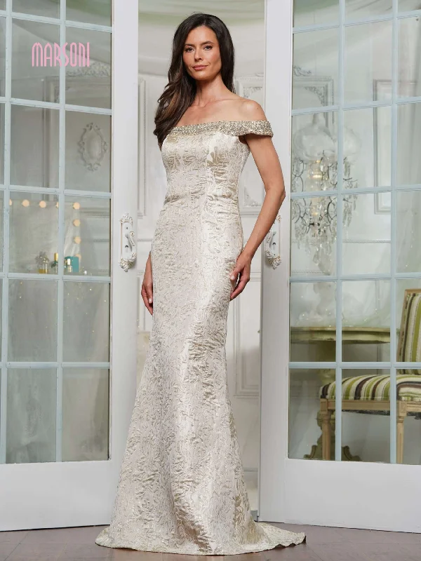 Marsoni by Colors MV1346 - Jeweled Jacquard Evening Dress