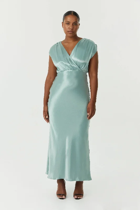 Satin Cross Over Gather Dress | Wave