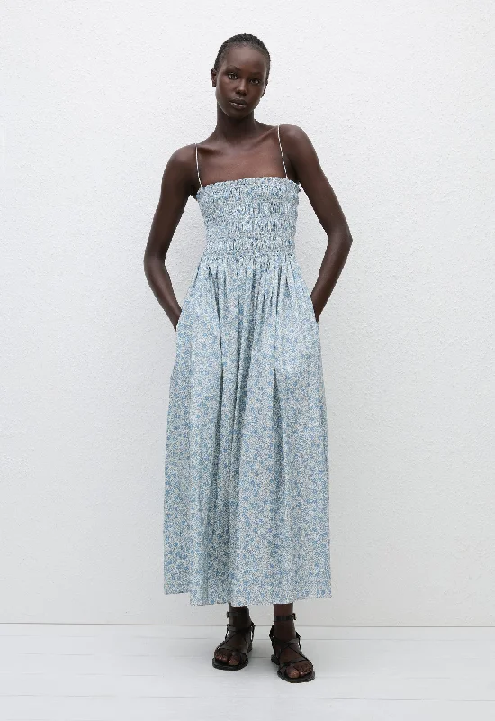 Shirred Bodice Dress - Cornflower