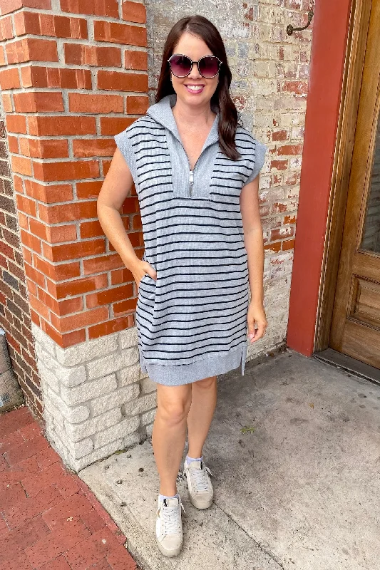 Striped Out Grey and Black Dress