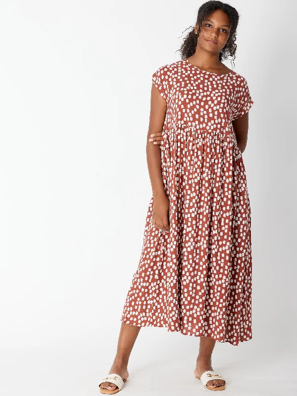 Teardrop Print Dress - Cinnamon 30469