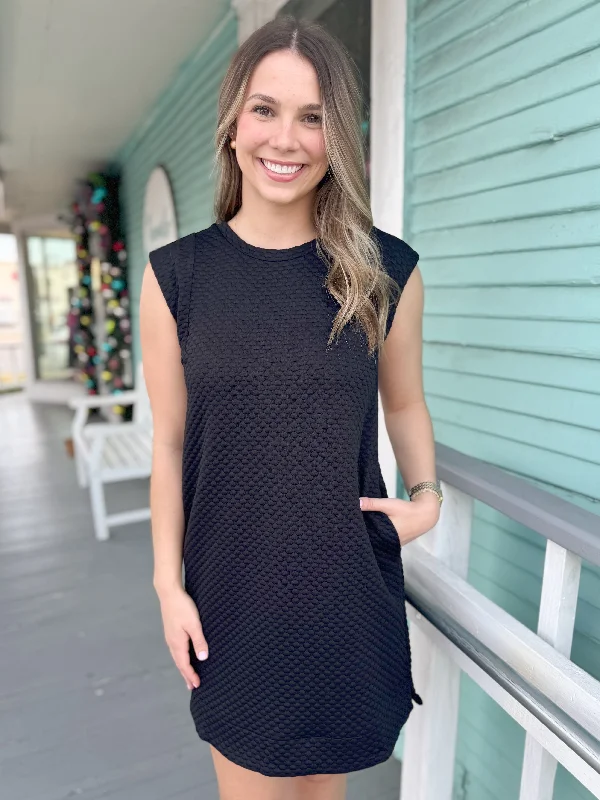 The Louis Textured Dress-Black