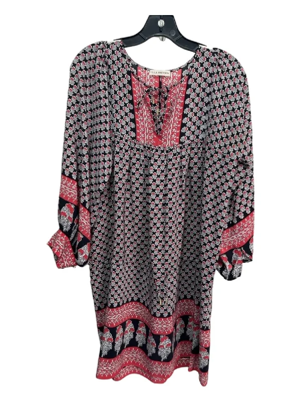 Ulla Johnson Size 6 Red, Black & White Silk Long Balloon Sleeve Tie Waist Dress