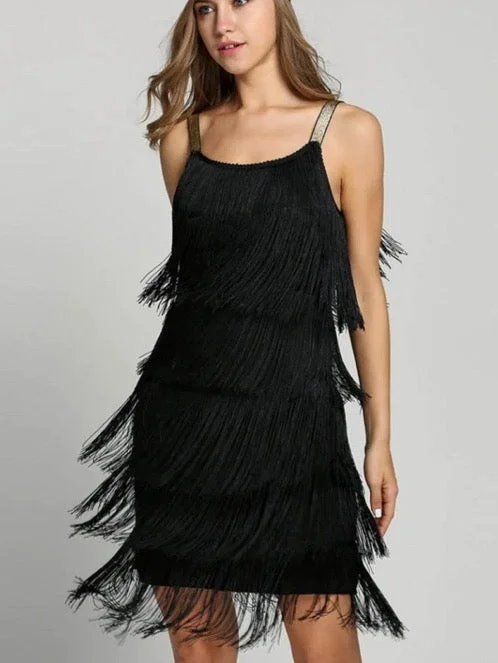 Vintage Vestidos 1920s Flapper Girl Fancy Tassel Dress Great Gatsby Dress