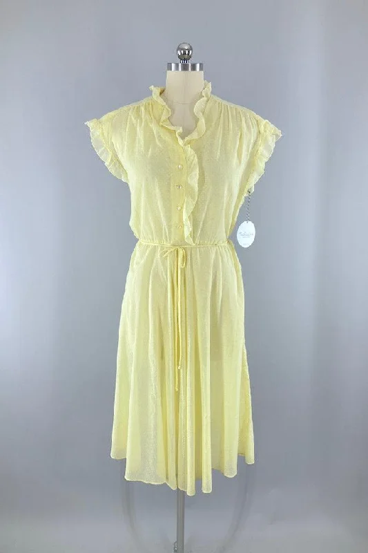Vintage Yellow Swiss Dot Summer Dress