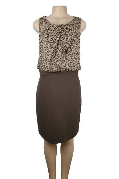 Loft women's brown print dress size 10
