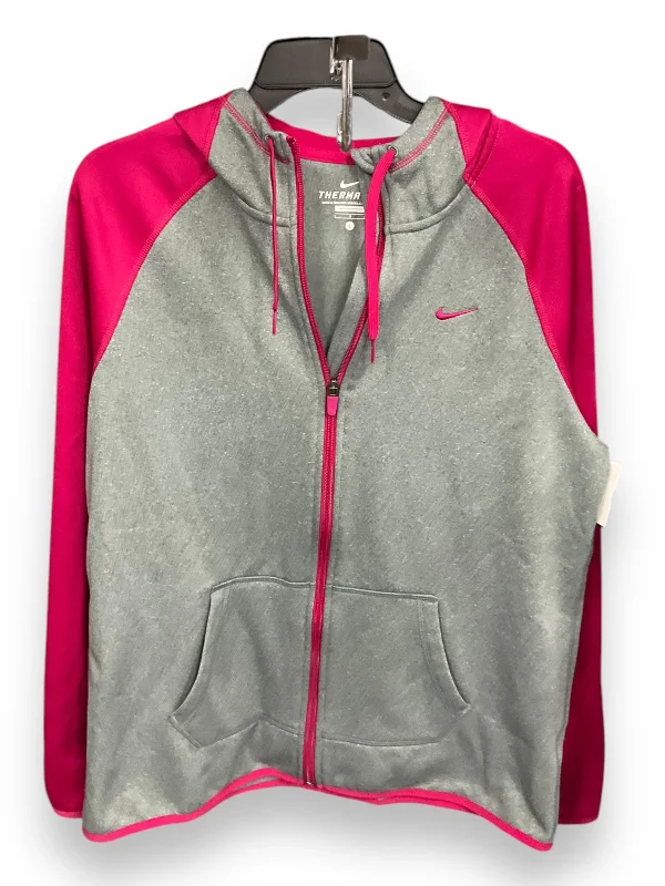 Athletic Jacket By Nike Apparel In Grey & Pink, Size: L Zippered Jacket Buttoned Jacket Snapped Jacket Athletic Jacket By Nike Apparel In Grey & Pink, Size: L Zippered Jacket Buttoned Jacket Snapped Jacket