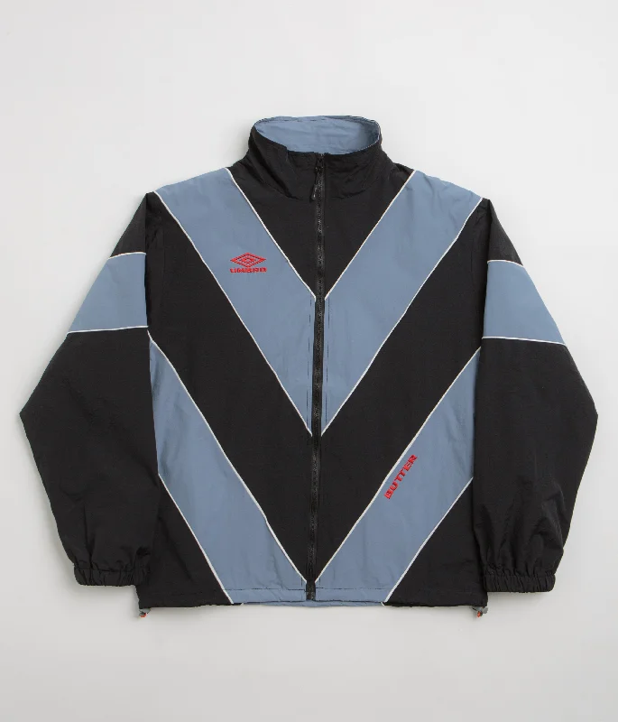 Butter Goods x Umbro Diamond Tracksuit Jacket - Black / Slate Hooded Jacket Caped Jacket Shawl Collar Jacket Butter Goods x Umbro Diamond Tracksuit Jacket - Black / Slate Hooded Jacket Caped Jacket Shawl Collar Jacket