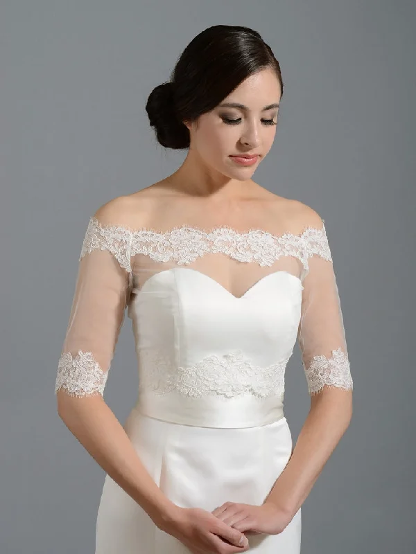 Off-Shoulder Alencon Lace Bolero Wedding jacket Fitted Jacket Loose Jacket Oversized Jacket Off-Shoulder Alencon Lace Bolero Wedding jacket Fitted Jacket Loose Jacket Oversized Jacket