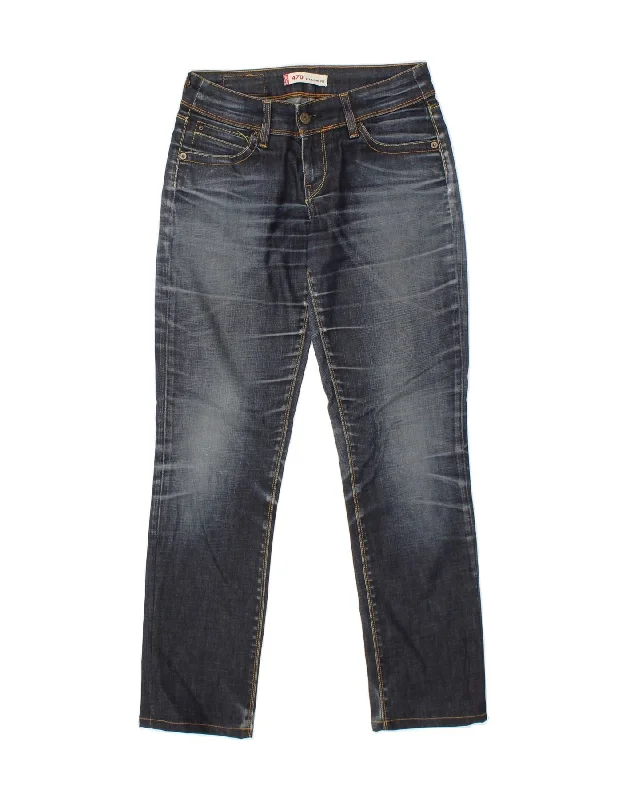 LEVI'S Womens 470 Straight Jeans W29 L30 Navy Blue Cotton Trendy Paperbag Waist Jeans LEVI'S Womens 470 Straight Jeans W29 L30 Navy Blue Cotton Trendy Paperbag Waist Jeans